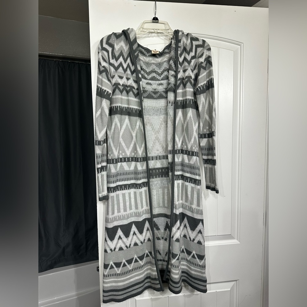 Long hooded cardigan